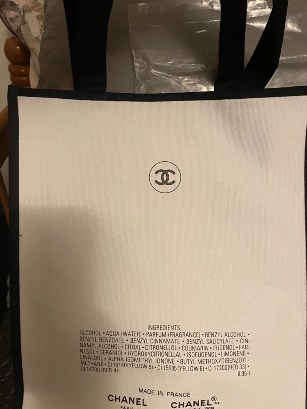 GWP White Canvas N°5 Paris Tote with Black Trim plus mini Chance - Picture 14 of 17